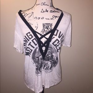 Motorcycle Front Lace Up Comfy/Baggy Tee-Shirt